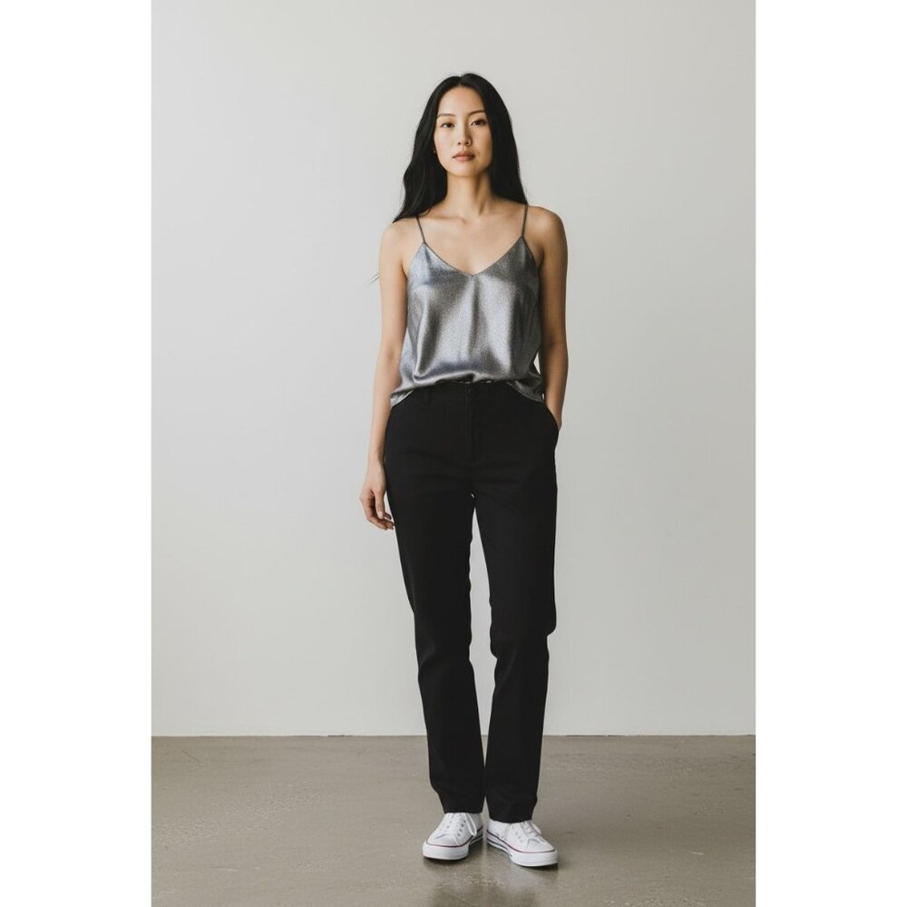Steve Madden Women's Metallic Silver Satin Camisole Tank Top L
